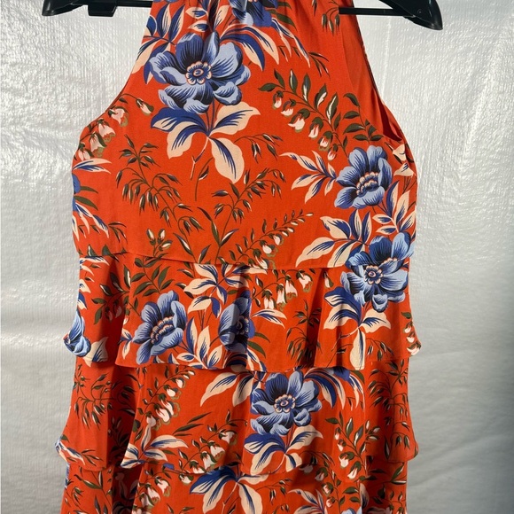 LOFT Orange Blue Halter Midi Sundress - Picture 5 of 6